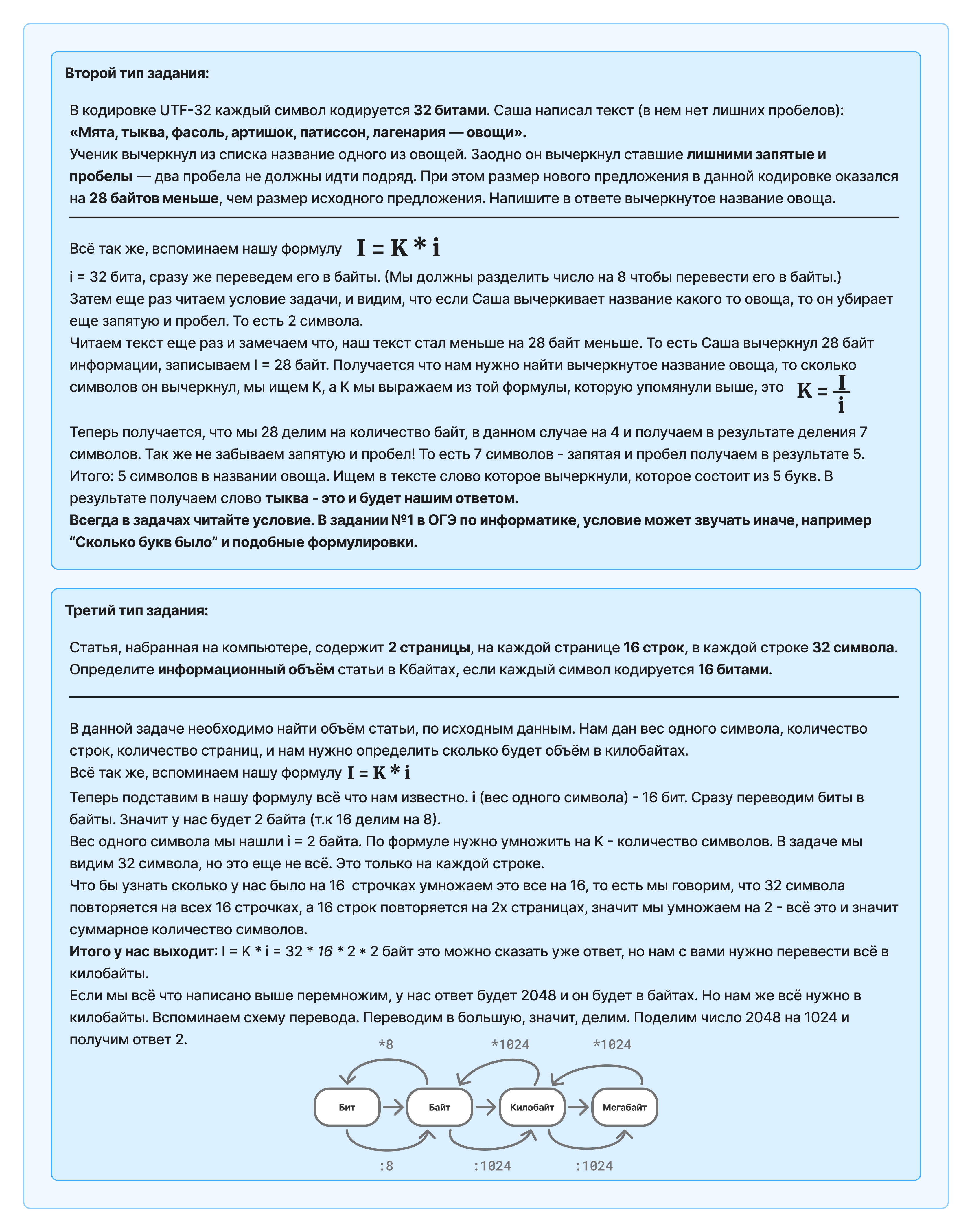 Примеры заданий по оценке объёма памяти для хранения текстовых данных Примеры заданий по оценке объёма памяти для хранения текстовых данных в ОГЭ
